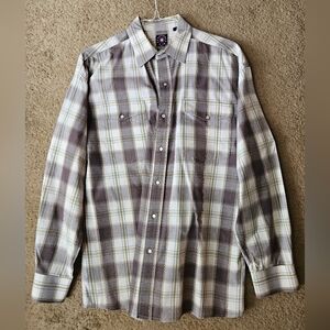Panhandle Slim Rough Stock Plaid Pearl Snap Western Shirt Mens Long Sleeve Large